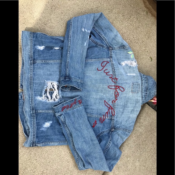 🌸🌈🍀 American Eagle distressed denim jacket - Picture 9 of 12